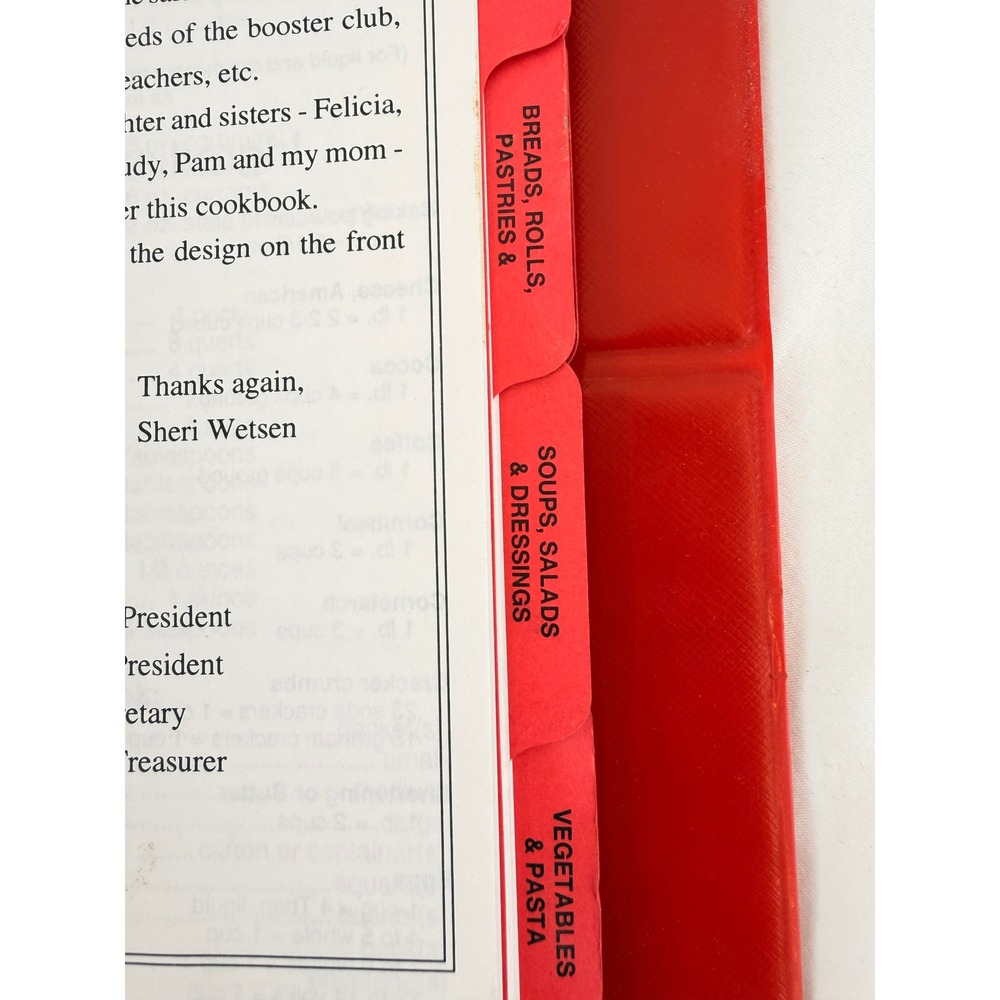 Vintage 1997 WHS Booster Club Cookbook Williamsburg Iowa Red Binder Jumbo Jack's - Picture 10 of 16